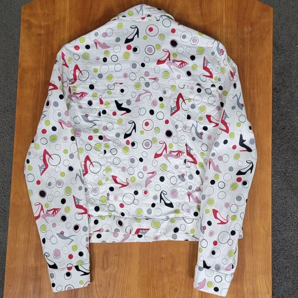 Mechant High Heeled Shoes Novelty Print Cream Jacket - M - Picture 8 of 10